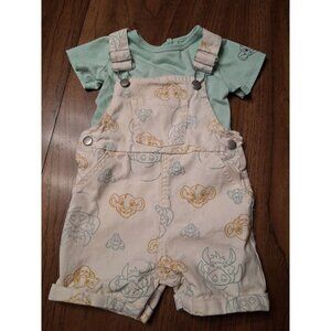Disney Baby Lion King 2 pc Overall Shorts Set Unisex 6/9 Months